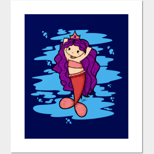 Cute Mermaid Illustration Posters and Art